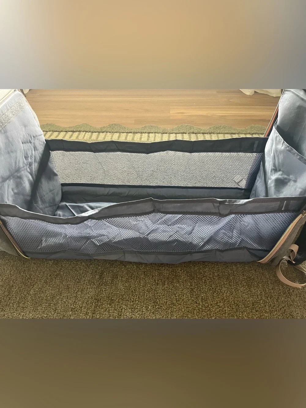 Modern Grey Oxford Diaper Bag with Blush Trim